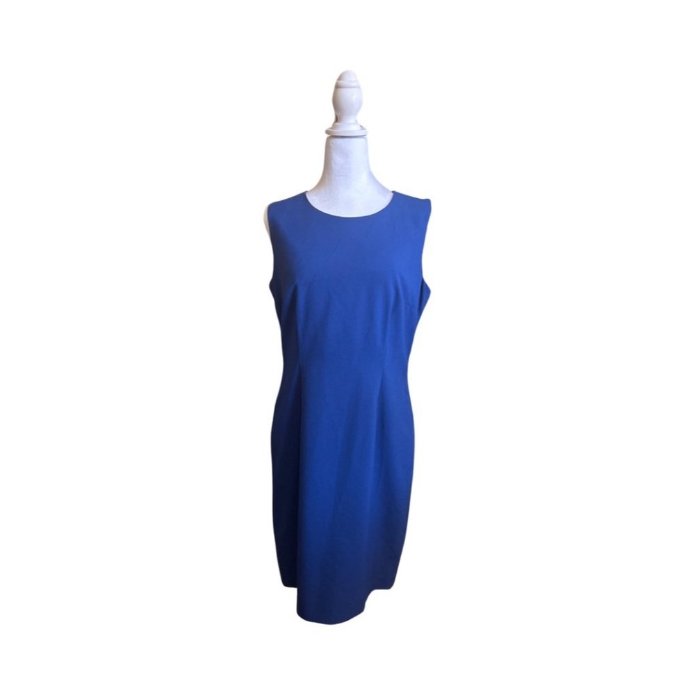 Calvin Klein Royal Blue Sheath Dress w/ Exposed Silver Zippers Size 10